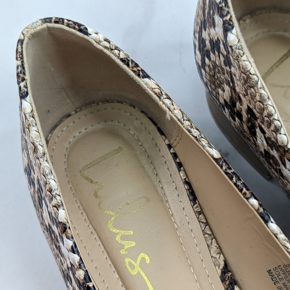 Lulus Ballet Flats Alessia Snakeskin Size 8 Shoe Pointed Toe Womens Tan Brown - Picture 7 of 12